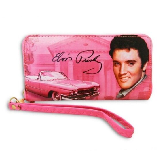 Elvis Handbags - Pink Cadillac New Elvis Presley Clutch Purse Wallet Wristlet Coin Phone Holder